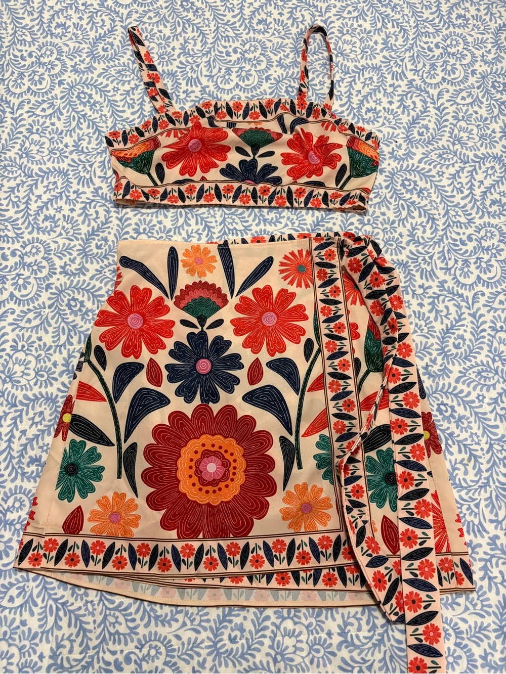 Mini wrap skirt with matching top